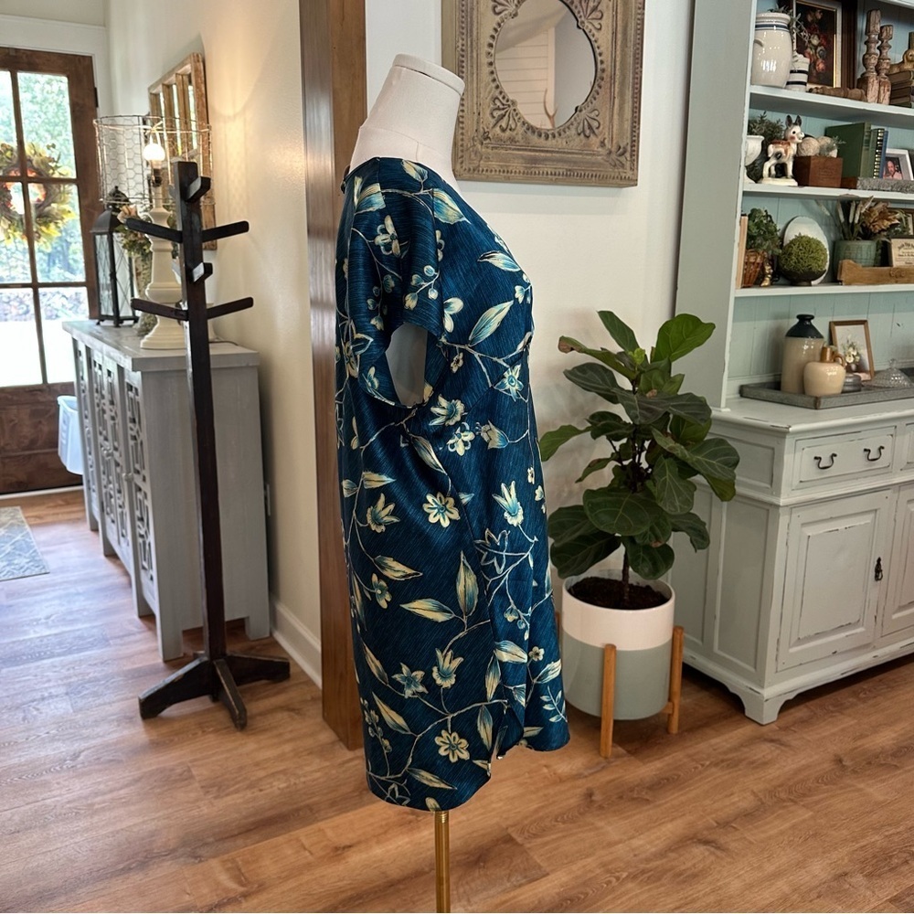 Vintage Y2K Blue Wrap Floral Soft Robe Matching Nightgown Intimates Pajama Set - Picture 8 of 11